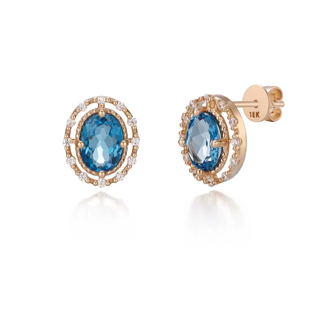 [18K Gold] Liena Blue Topaz Earrings