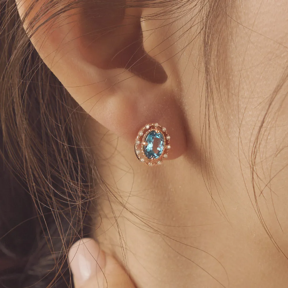 [18K Gold] Liena Blue Topaz Earrings