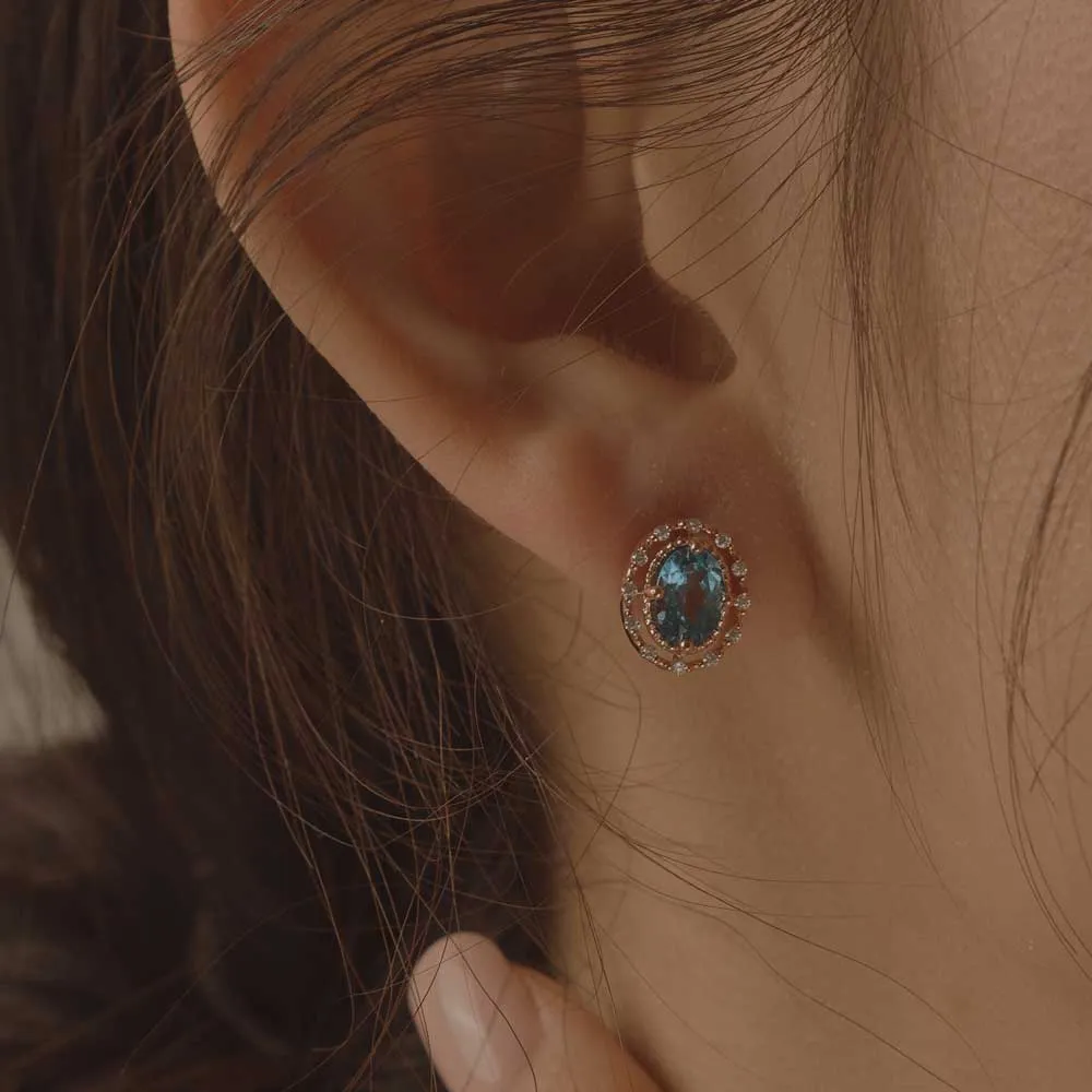 [18K Gold] Liena Blue Topaz Earrings