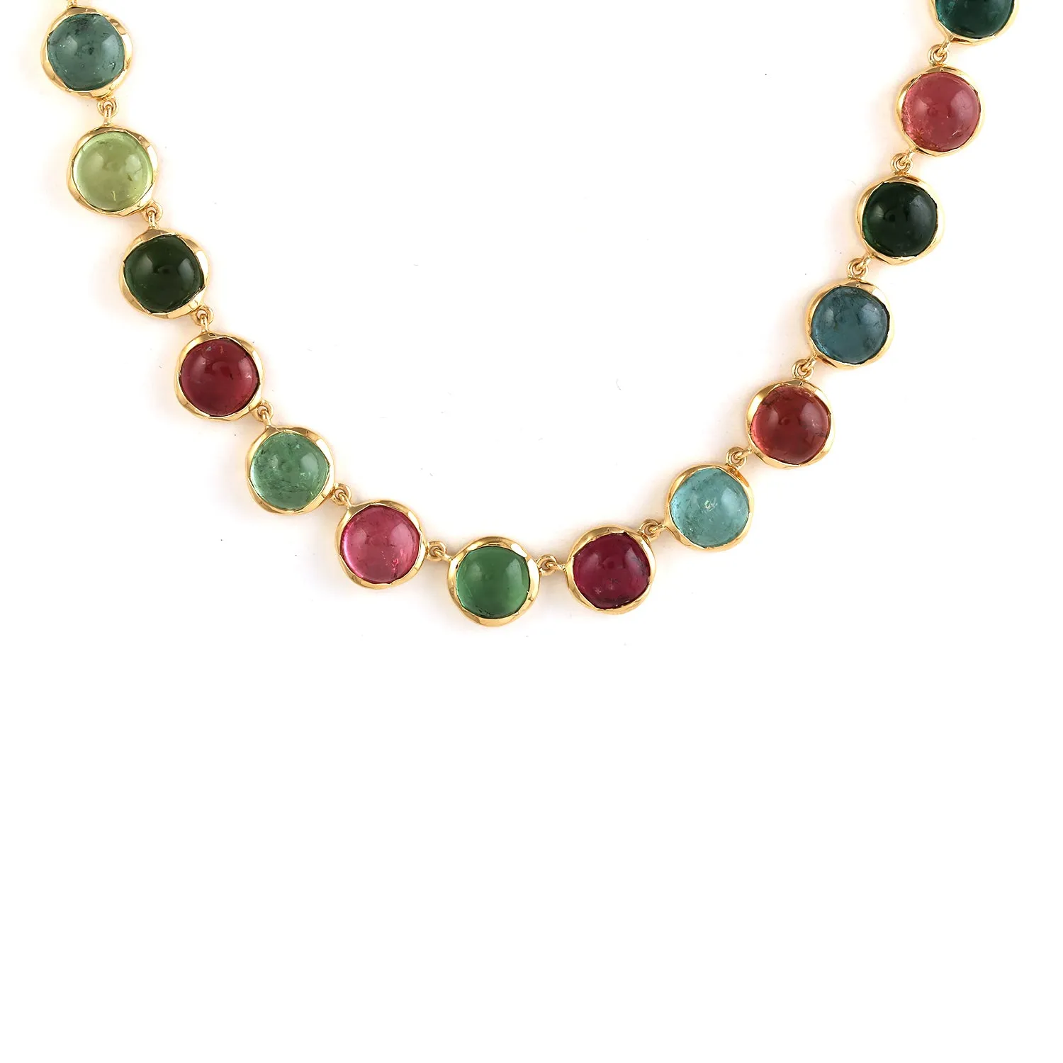 18k Yellow Gold Natural Tourmaline Princess Necklace For Women