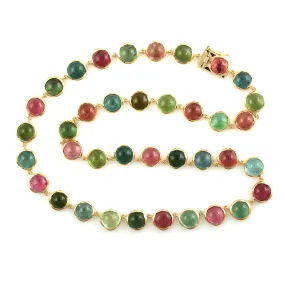 18k Yellow Gold Natural Tourmaline Princess Necklace For Women