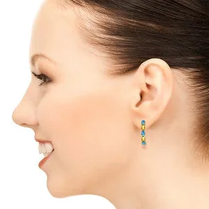 2.5 Carat 14K Solid Yellow Gold Earrings Natural Blue Topaz Citrine