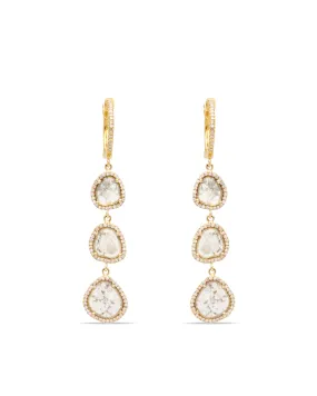 3 Slice Diamond Halo Drop Earrings