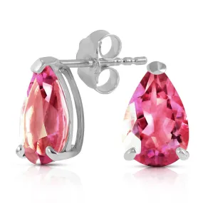 3.15 Carat 14K Solid White Gold Here's To You Pink Topaz Earrings