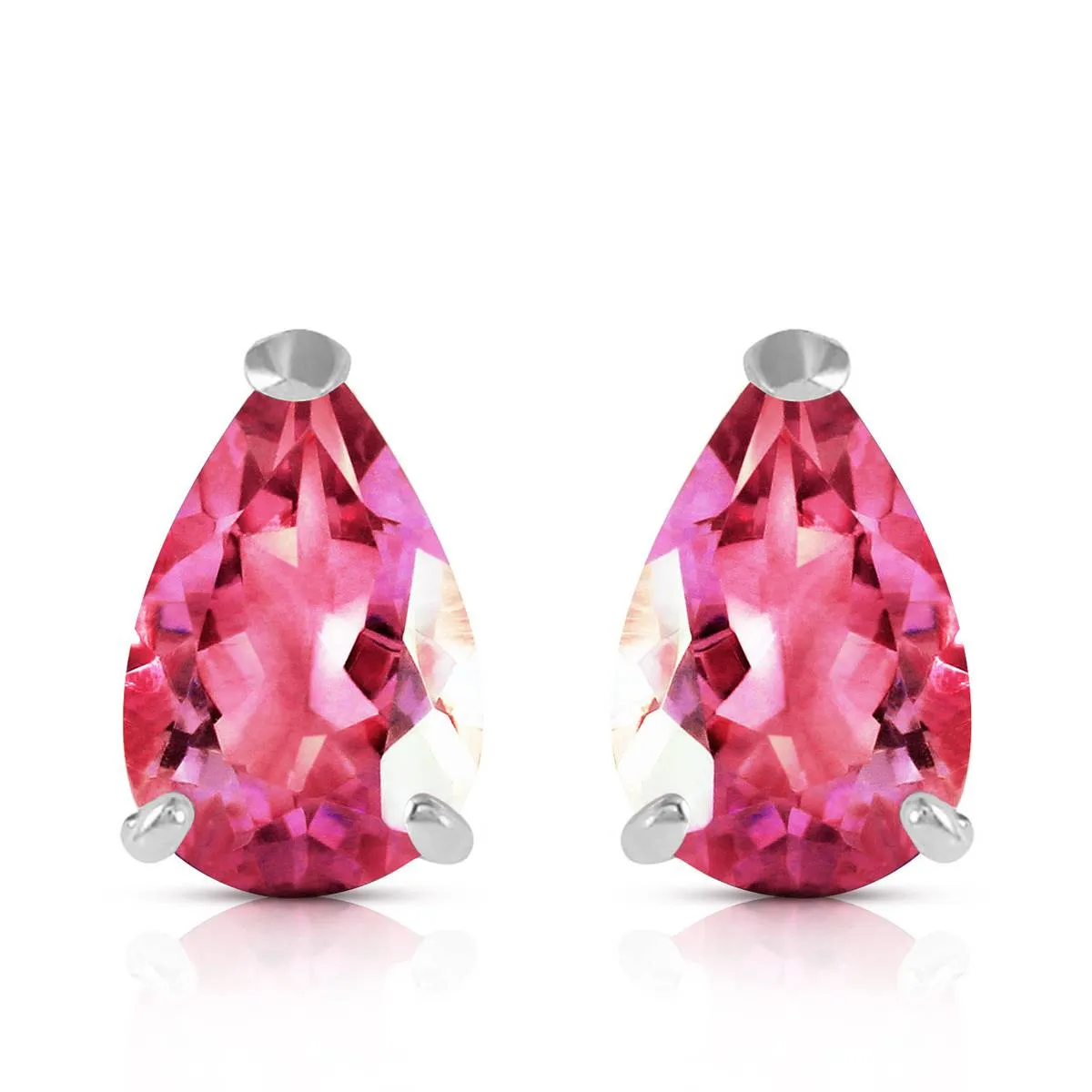 3.15 Carat 14K Solid White Gold Here's To You Pink Topaz Earrings