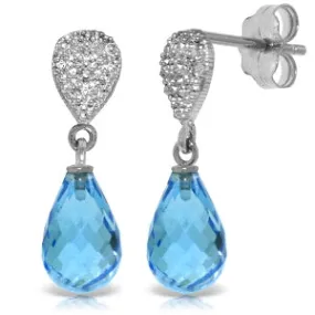 4.53 Carat 14K Solid White Gold Arrow In My Heart Blue Topaz Diamond Earrings