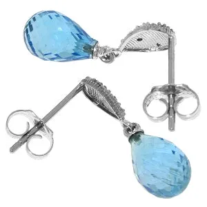 4.53 Carat 14K Solid White Gold Arrow In My Heart Blue Topaz Diamond Earrings