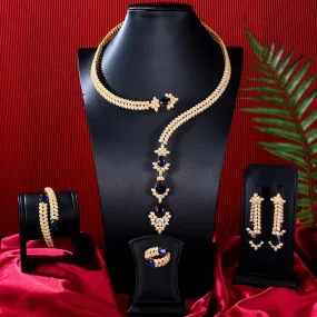 4PCS Green CZ Luxury African Jewelry Set