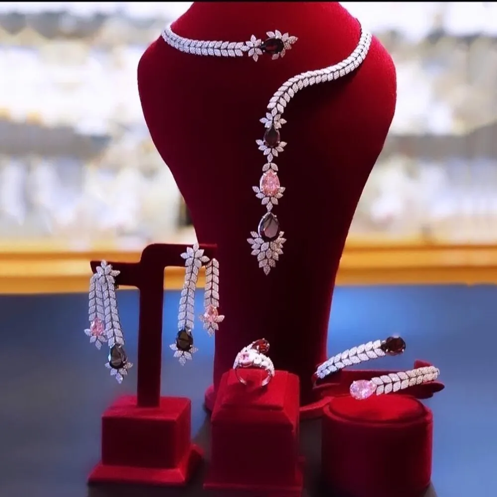 4PCS Green CZ Luxury African Jewelry Set