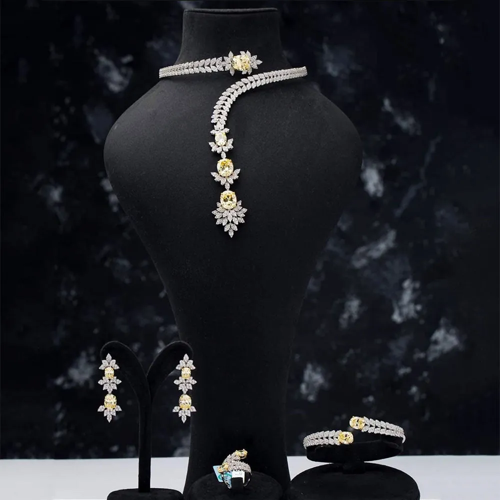 4PCS Green CZ Luxury African Jewelry Set