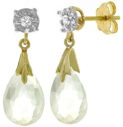 6.06 Carat 14K Solid White Gold Stud Earrings Diamond White Topaz