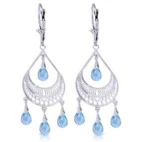 6.75 Carat 14K Solid White Gold Summer Rain Blue Topaz Earrings
