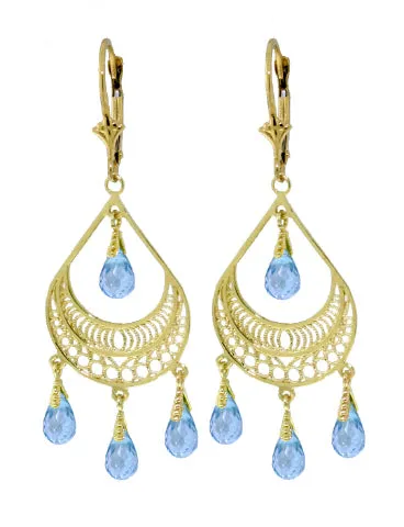 6.75 Carat 14K Solid White Gold Summer Rain Blue Topaz Earrings