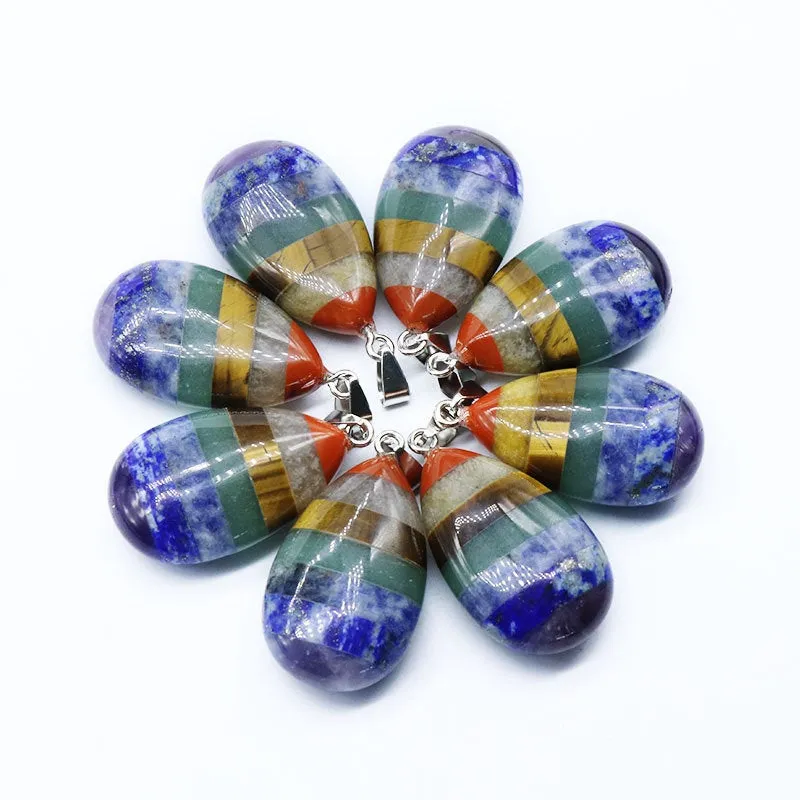 7 Chakra Necklace, Healing Gemstone Pendant, Reiki Crystal Chakra Necklace, Statement Necklace, Rainbow Necklace, Yoga Gemstone Necklace