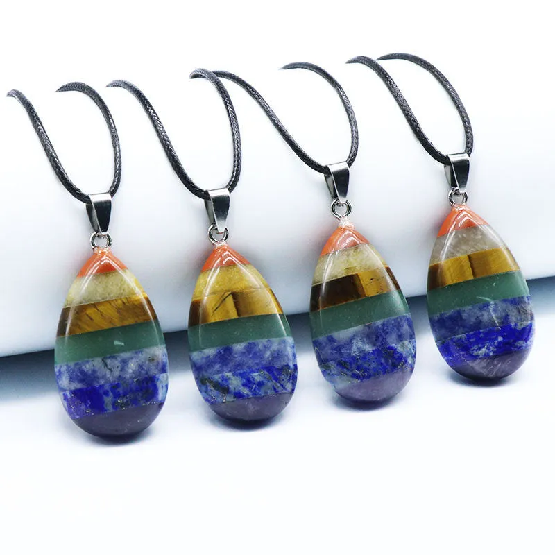 7 Chakra Necklace, Healing Gemstone Pendant, Reiki Crystal Chakra Necklace, Statement Necklace, Rainbow Necklace, Yoga Gemstone Necklace