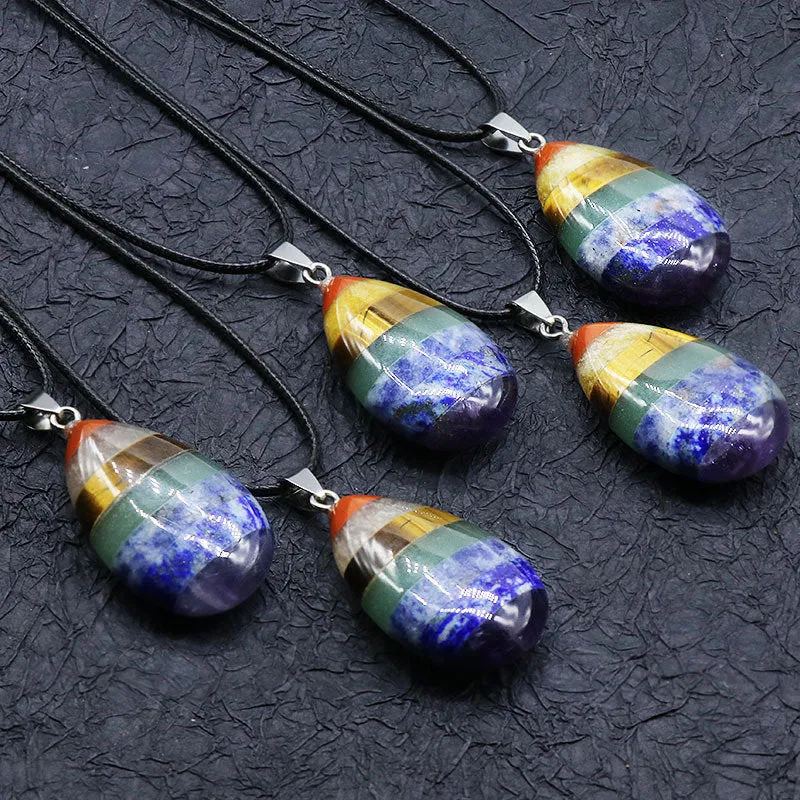 7 Chakra Necklace, Healing Gemstone Pendant, Reiki Crystal Chakra Necklace, Statement Necklace, Rainbow Necklace, Yoga Gemstone Necklace