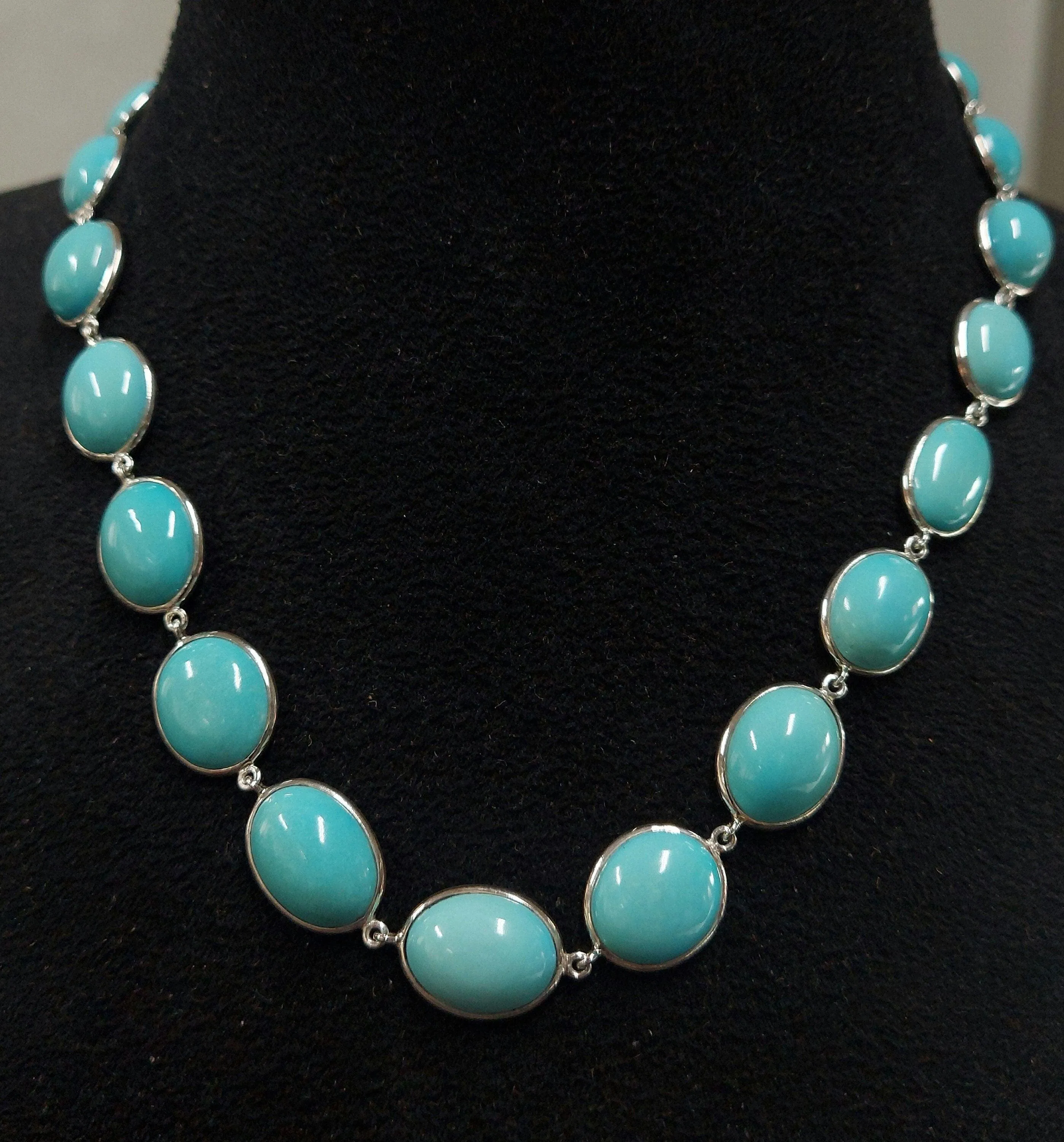 925 Silver Turquoise Chain Necklace