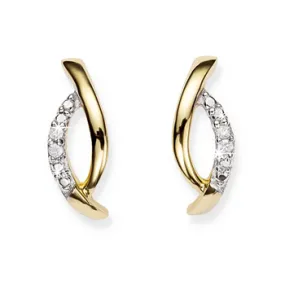 9CT Diamond Set Cross Wrap Stud Earrings CH13039