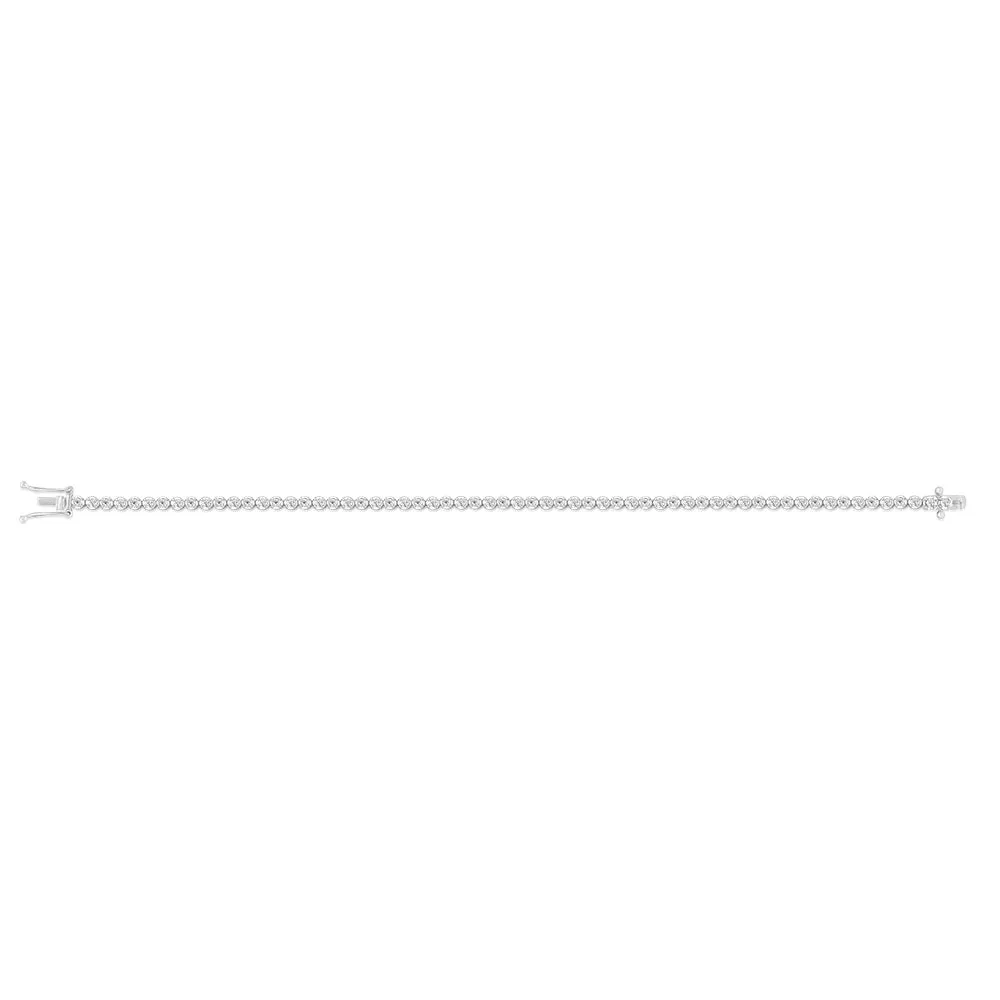 9ct White Gold 1.5 Carat Natural Diamond 18cm Bracelet