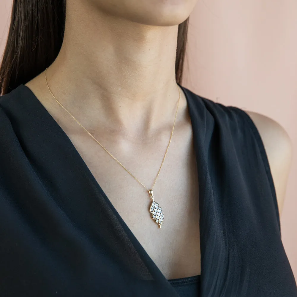 9ct Yellow Gold Diamond Pendant with 18 Brilliant Diamonds on 45cm Chain