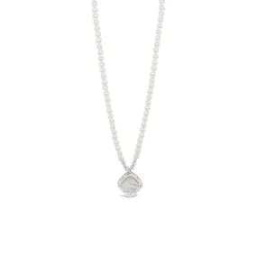 Absolute White Opal Square Pearl Necklace, Silver