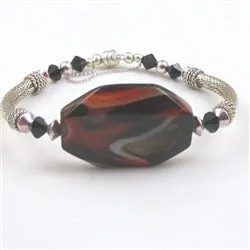 Agate and Silver  Bangle Big Bracelet
