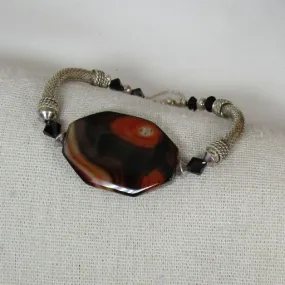 Agate and Silver  Bangle Big Bracelet
