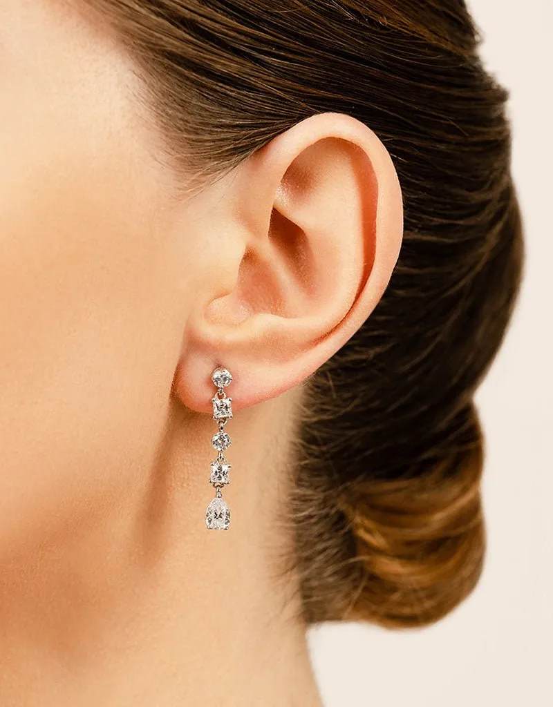 Alternating Diamond Drop Lab-Grown Diamond Earrings with 2.92 ct.(finished) 7x5mm, 3.5mm, 3.8mm