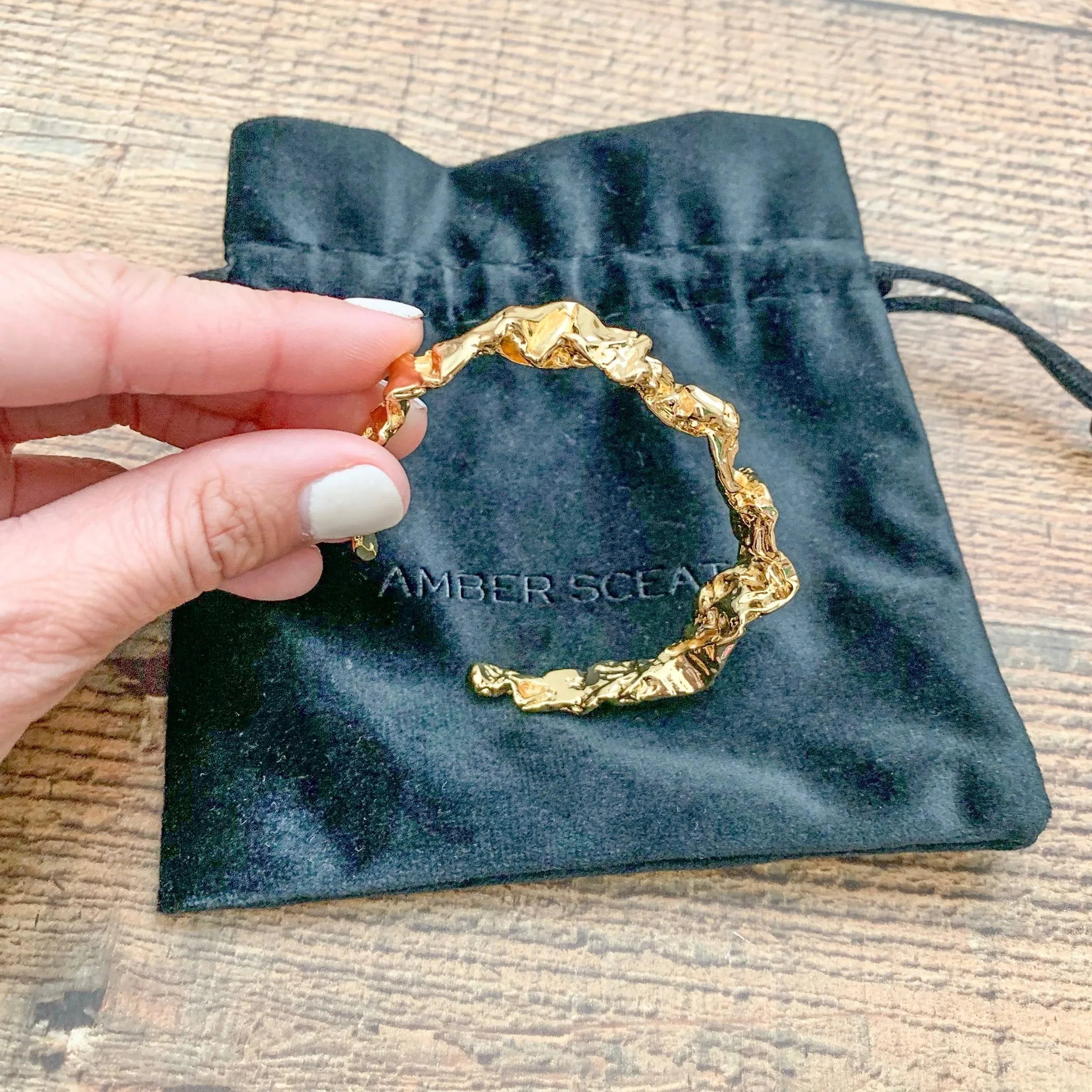Amber Sceats Gold Cuff Bracelet In Bag- 24k gold plated