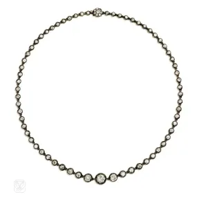 Antique old mine diamond rivière necklace