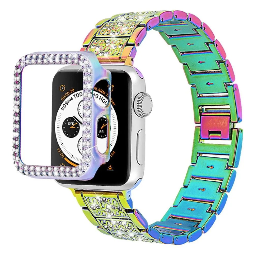Apple Watch 40mm 3 bead rhinestone décor watch strap with cover - Multi-color