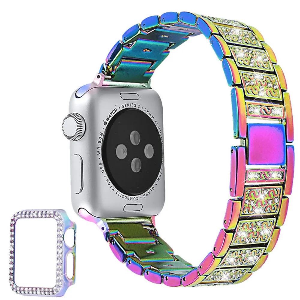 Apple Watch 40mm 3 bead rhinestone décor watch strap with cover - Multi-color