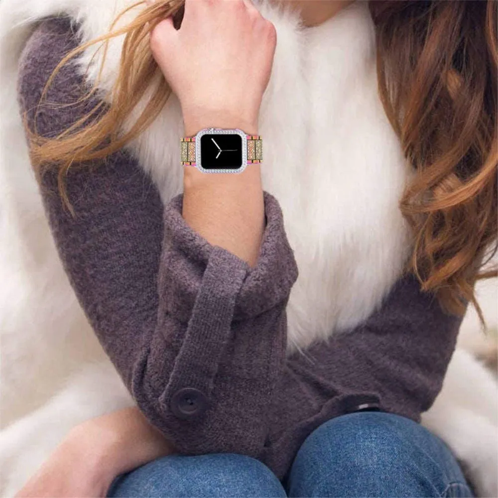 Apple Watch 40mm 3 bead rhinestone décor watch strap with cover - Multi-color