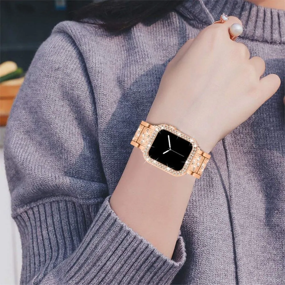 Apple Watch 40mm 3 bead rhinestone décor watch strap with cover - Rose Gold