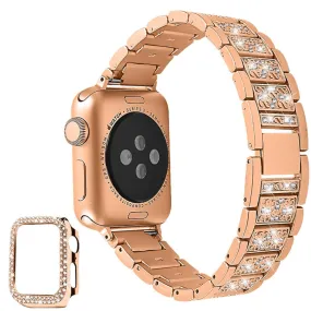 Apple Watch 40mm 3 bead rhinestone décor watch strap with cover - Rose Gold