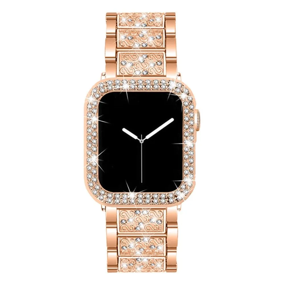 Apple Watch 40mm 3 bead rhinestone décor watch strap with cover - Rose Gold