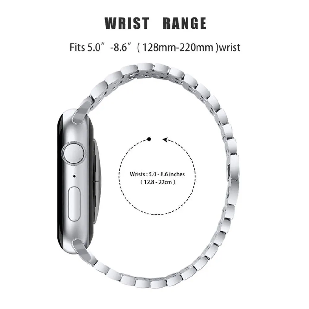 Apple Watch (41mm) five bead shiny rhinestone watch strap - Silver / Transparent / Transparent