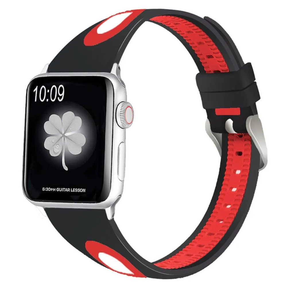 Apple Watch (41mm) sports bi-color silicone watch strap - Black / Red