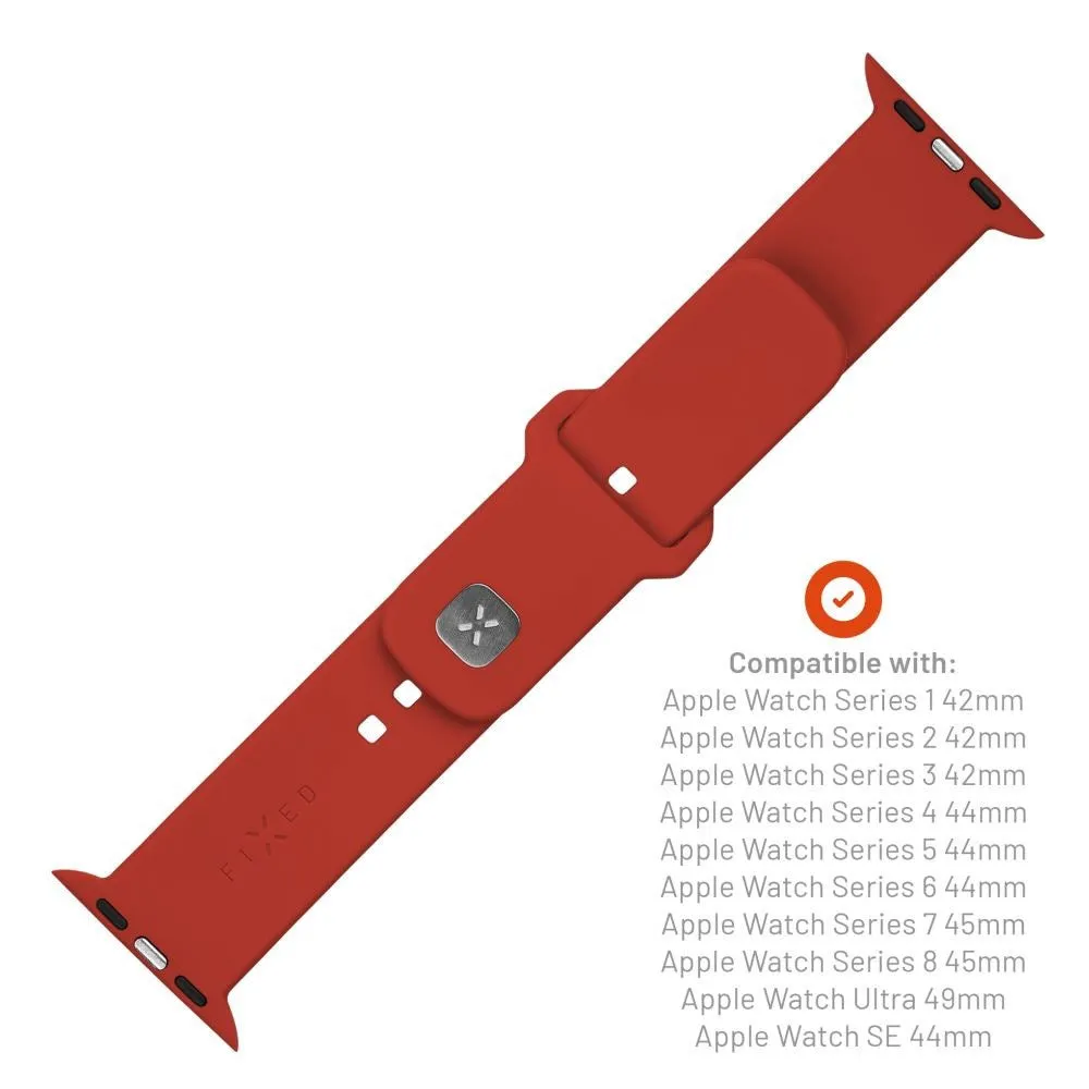 Apple Watch (42/44/SE/45/46/49mm) Fixed Wide Sporty Silikone Rem Sæt - Rød