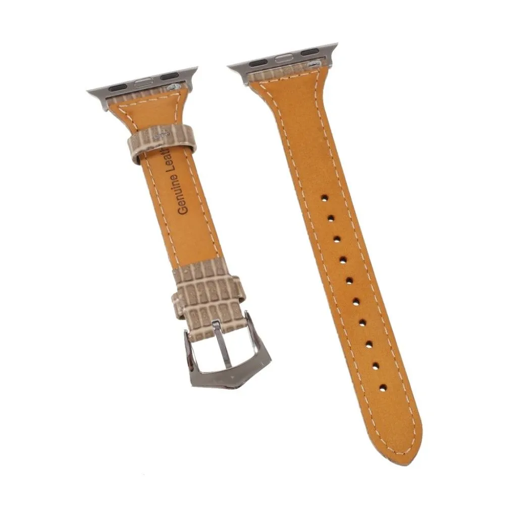 Apple Watch 44mm unique genuine leather watch strap - Light Brown