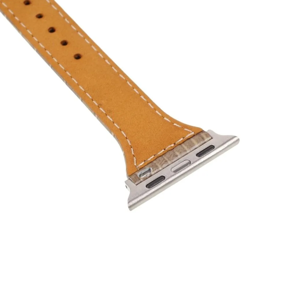 Apple Watch 44mm unique genuine leather watch strap - Light Brown