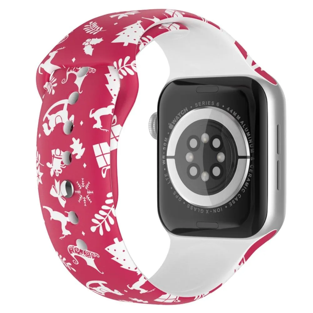Apple Watch (45mm) christmas pattern silicone watch strap - Christmas Pattern / Size: L