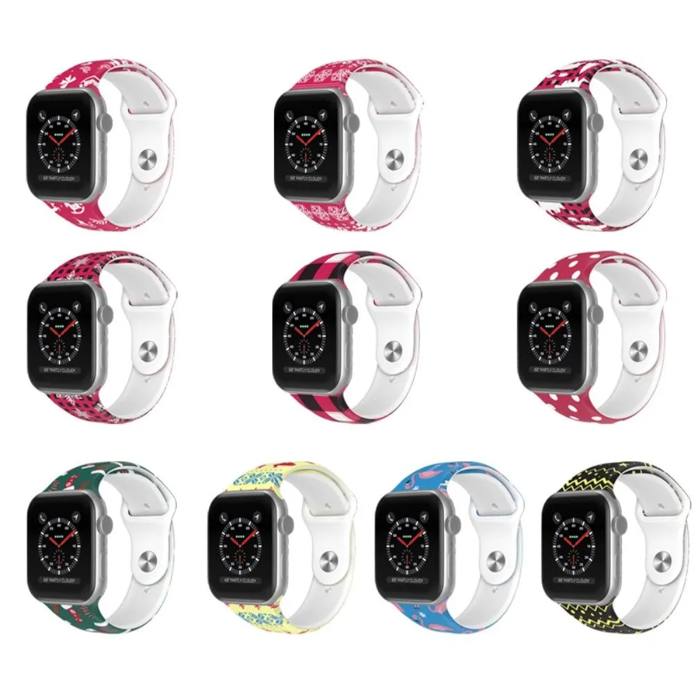 Apple Watch (45mm) christmas pattern silicone watch strap - Christmas Pattern / Size: L