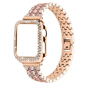 Apple Watch (45mm) five bead shiny rhinestone watch strap - Rose Gold / Rose / Rose Gold