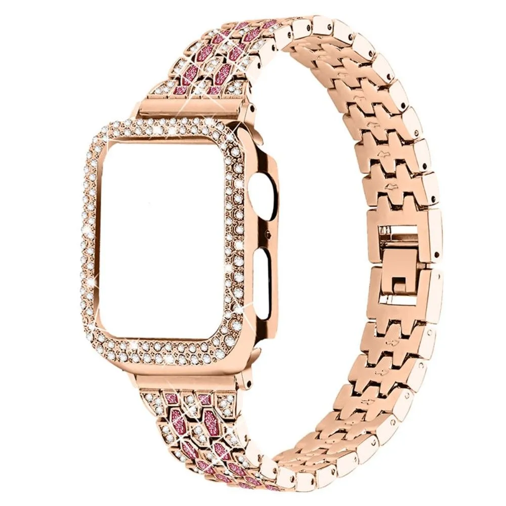 Apple Watch (45mm) five bead shiny rhinestone watch strap - Rose Gold / Rose / Rose Gold