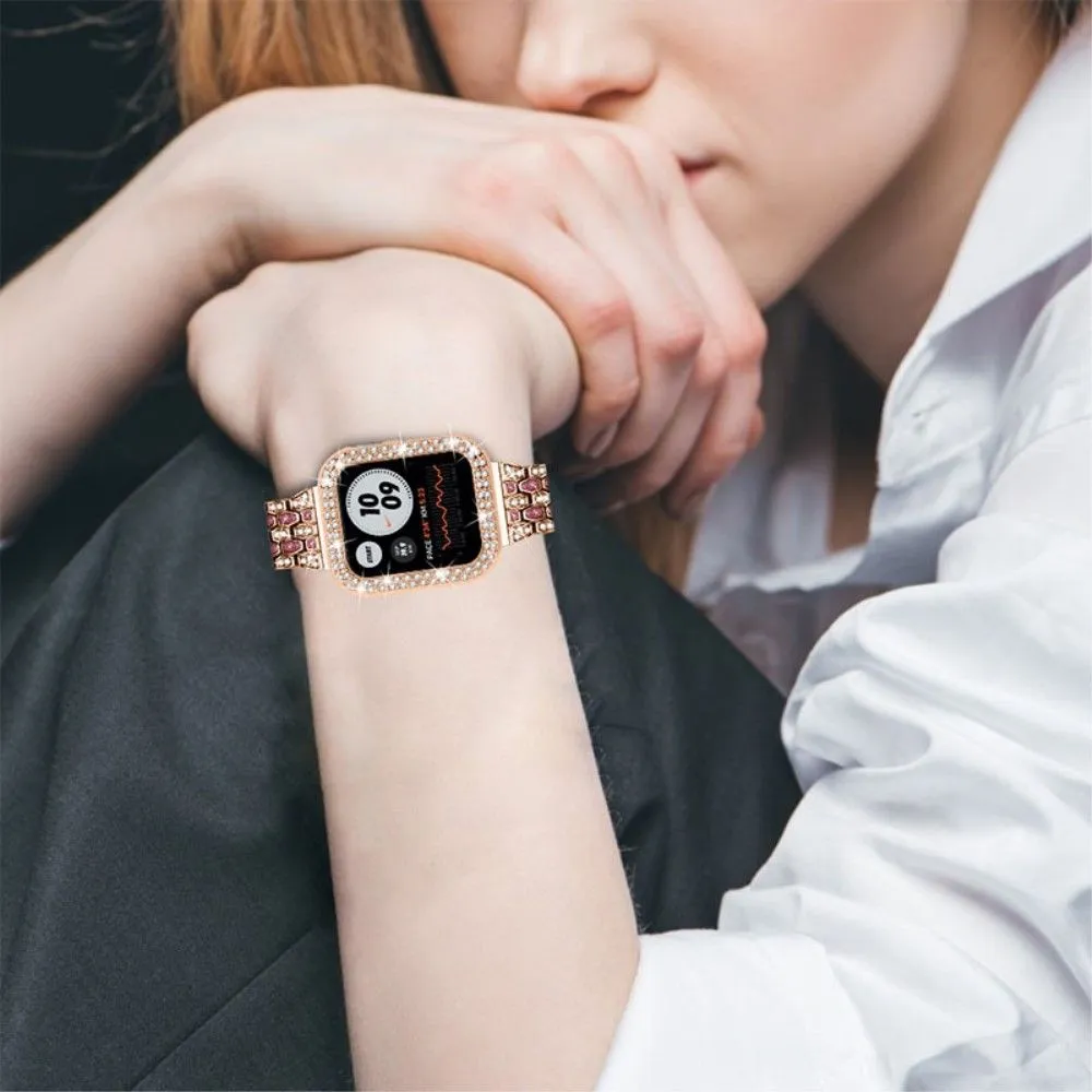 Apple Watch (45mm) five bead shiny rhinestone watch strap - Rose Gold / Rose / Rose Gold