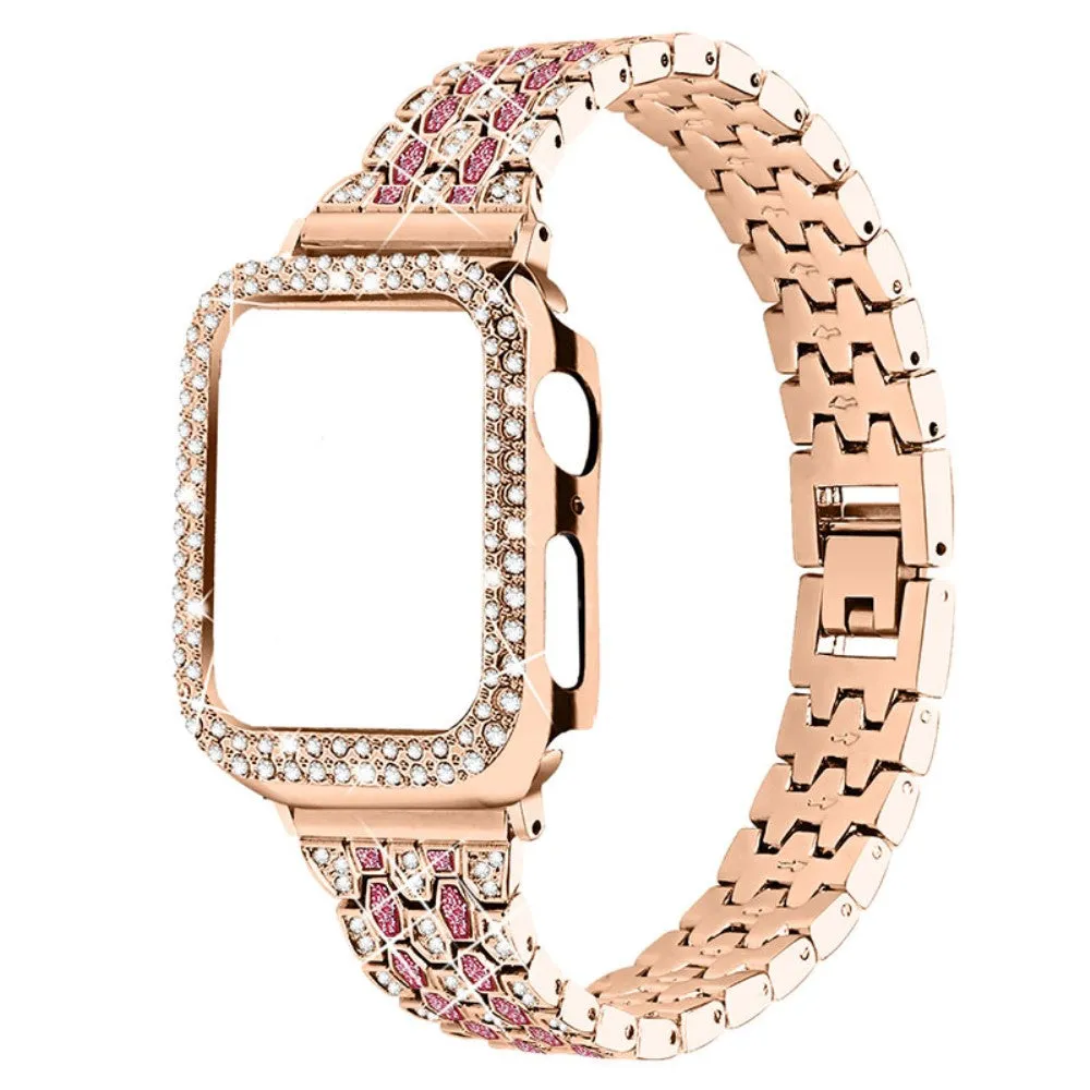 Apple Watch (45mm) five bead shiny rhinestone watch strap - Rose Gold / Rose / Rose Gold