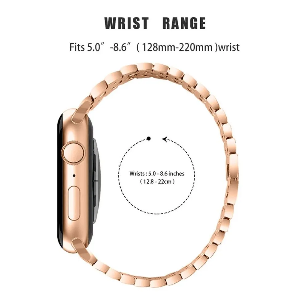 Apple Watch (45mm) five bead shiny rhinestone watch strap - Rose Gold / Rose / Rose Gold
