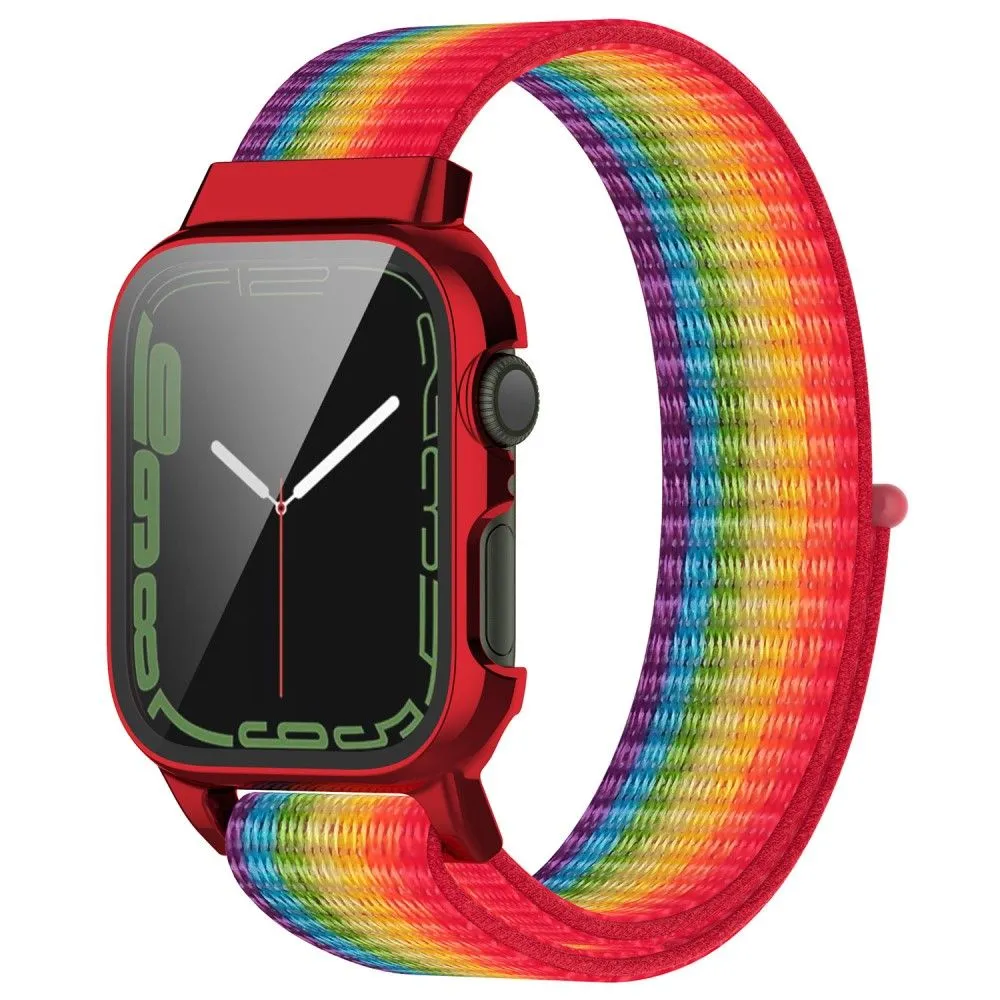 Apple Watch (45mm) nylon watch strap   tempered glass - Rainbow