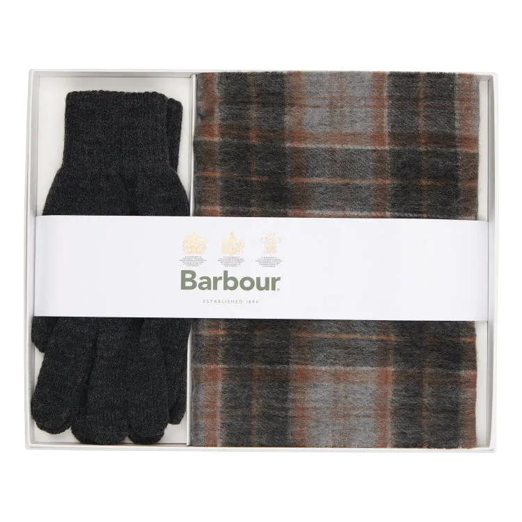 Barbour Tartan Scarf and Glove Gift Set - Greystone